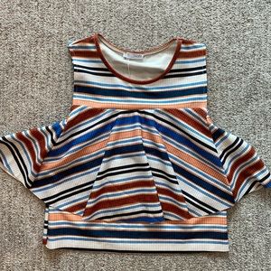 Striped Crop Top w/Flare, Sz Sm